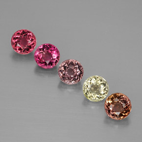 캐럿 천연 멀티컬러 투르말린 보석, 라운드 컷, 4.33 mm, VVS