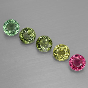 캐럿 천연 멀티컬러 투르말린 보석, 라운드 컷, 4.67 mm, VVS