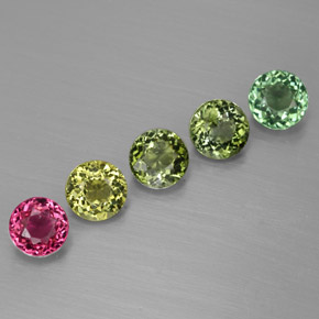 캐럿 천연 멀티컬러 투르말린 보석, 라운드 컷, 4.67 mm, VVS
