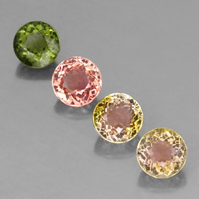 캐럿 천연 멀티컬러 투르말린 보석, 라운드 컷, 5.84 mm, VVS