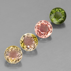 캐럿 천연 멀티컬러 투르말린 보석, 라운드 컷, 5.84 mm, VVS
