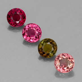 캐럿 천연 멀티컬러 투르말린 보석, 라운드 컷, 4.56 mm, VVS