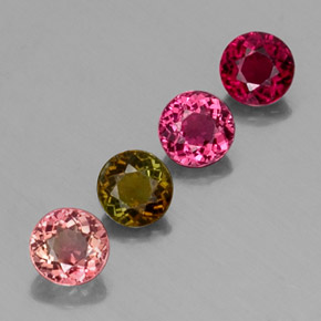 캐럿 천연 멀티컬러 투르말린 보석, 라운드 컷, 4.56 mm, VVS