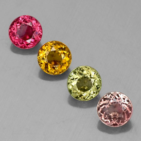 캐럿 천연 멀티컬러 투르말린 보석, 라운드 컷, 4.99 mm, VS