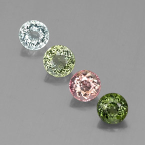캐럿 천연 멀티컬러 투르말린 보석, 라운드 컷, 4.66 mm, VVS