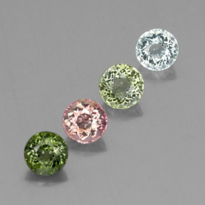 캐럿 천연 멀티컬러 투르말린 보석, 라운드 컷, 4.66 mm, VVS