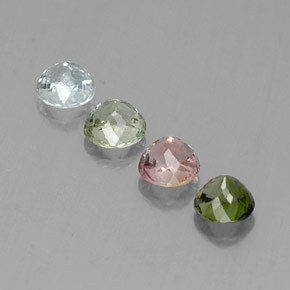 캐럿 천연 멀티컬러 투르말린 보석, 라운드 컷, 4.66 mm, VVS