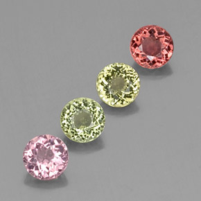 캐럿 천연 멀티컬러 투르말린 보석, 라운드 컷, 4.86 mm, VVS