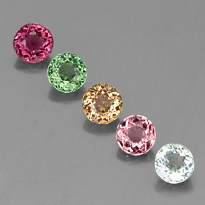 캐럿 천연 멀티컬러 투르말린 보석, 라운드 컷, 4.71 mm, VVS