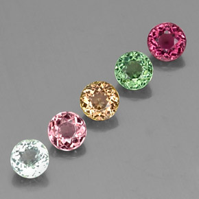캐럿 천연 멀티컬러 투르말린 보석, 라운드 컷, 4.71 mm, VVS