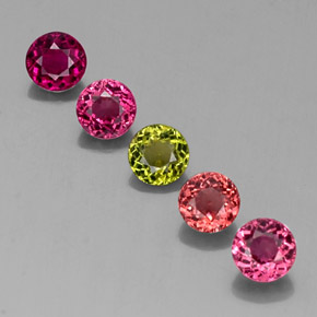 캐럿 천연 멀티컬러 투르말린 보석, 라운드 컷, 4.78 mm, VVS