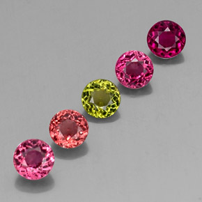 캐럿 천연 멀티컬러 투르말린 보석, 라운드 컷, 4.78 mm, VVS