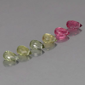 캐럿 천연 멀티컬러 투르말린 보석, 브리올레트, 5.5×3.2 mm, VS