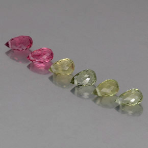 캐럿 천연 멀티컬러 투르말린 보석, 브리올레트, 5.5×3.2 mm, VS