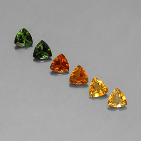 캐럿 천연 멀티컬러 투르말린 보석, 트릴리언, 4.1×4.1 mm, VVS-VS