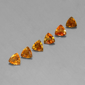 캐럿 천연 옐로우 오렌지 투르말린 보석, 트릴리언, 4.1×4.1 mm, VVS-VS