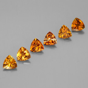 캐럿 천연 옐로우 오렌지 투르말린 보석, 트릴리언, 4.1×4.1 mm, VVS-VS