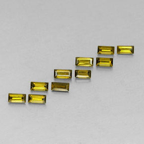 캐럿 천연 노란빛 그린 투르말린 보석, 바게트, 4.1×2 mm, VS