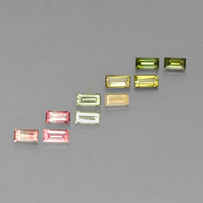 캐럿 천연 멀티컬러 투르말린 보석, 바게트, 3.8×2 mm, VS