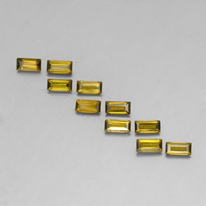 캐럿 천연 노란빛 그린 투르말린 보석, 바게트, 4.1×2.1 mm, VS