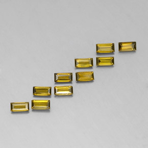 캐럿 천연 노란빛 그린 투르말린 보석, 바게트, 4.1×2.1 mm, VS