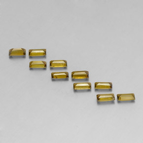 캐럿 천연 노란빛 그린 투르말린 보석, 바게트, 4.1×2.1 mm, VS