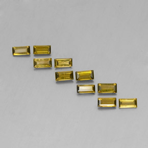 캐럿 천연 노란빛 그린 투르말린 보석, 바게트, 4.3×2.2 mm, VS