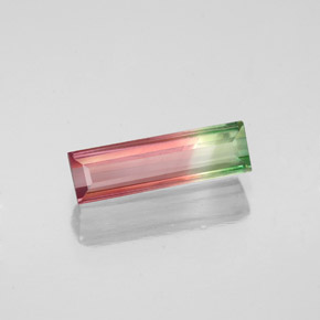 1.05캐럿 천연 워터멜론 투르말린, 바게트, 11×3.2 mm, VS
