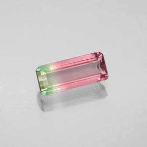1.09캐럿 천연 워터멜론 투르말린, 에메랄드 컷, 9.4×3.9 mm, VS