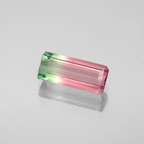 1.09캐럿 천연 워터멜론 투르말린, 에메랄드 컷, 9.4×3.9 mm, VS