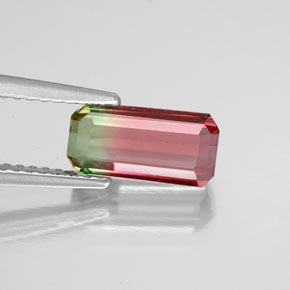 1.75캐럿 천연 워터멜론 투르말린, 에메랄드 컷, 9.7×4.9 mm, VS