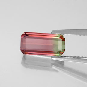 1.75캐럿 천연 워터멜론 투르말린, 에메랄드 컷, 9.7×4.9 mm, VS