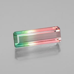 1.14캐럿 천연 워터멜론 투르말린, 에메랄드 컷, 10.8×3.8 mm, VS-SI