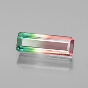 1.14캐럿 천연 워터멜론 투르말린, 에메랄드 컷, 10.8×3.8 mm, VS-SI