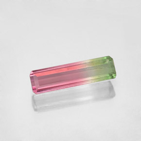 0.92캐럿 천연 워터멜론 투르말린, 에메랄드 컷, 11.4×3.2 mm, SI