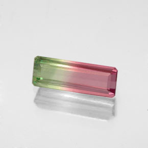 0.99캐럿 천연 바이컬러 투르말린, 에메랄드 컷, 9.5×3.5 mm, VS-SI