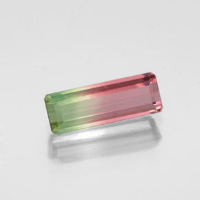 0.99캐럿 천연 바이컬러 투르말린, 에메랄드 컷, 9.5×3.5 mm, VS-SI