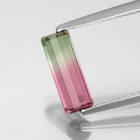 0.99캐럿 천연 바이컬러 투르말린, 에메랄드 컷, 9.5×3.5 mm, VS-SI