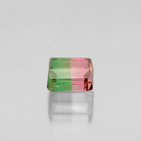 0.87캐럿 천연 바이컬러 투르말린, 에메랄드 컷, 5.3×4.7 mm, VS-SI