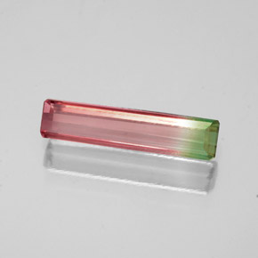 0.81캐럿 천연 워터멜론 투르말린, 에메랄드 컷, 11.8×2.8 mm, VS