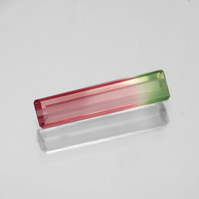 0.81캐럿 천연 워터멜론 투르말린, 에메랄드 컷, 11.8×2.8 mm, VS