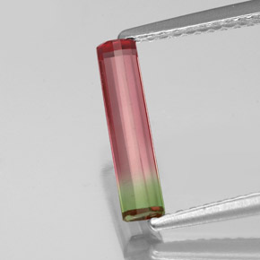 0.81캐럿 천연 워터멜론 투르말린, 에메랄드 컷, 11.8×2.8 mm, VS