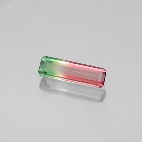 0.35캐럿 천연 워터멜론 투르말린, 에메랄드 컷, 8.3×2.5 mm, VS