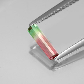 0.35캐럿 천연 워터멜론 투르말린, 에메랄드 컷, 8.3×2.5 mm, VS
