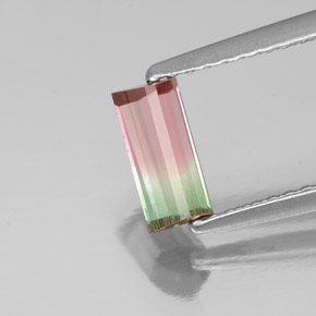 0.68캐럿 천연 워터멜론 투르말린, 바게트, 7.1×3.4 mm, VS-SI