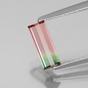 0.68캐럿 천연 워터멜론 투르말린, 바게트, 8×3.2 mm, VS