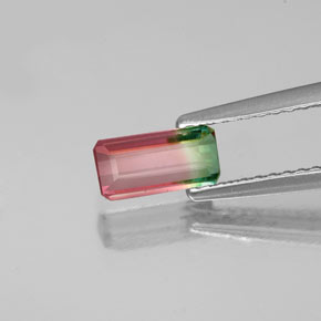 0.65캐럿 천연 워터멜론 투르말린, 에메랄드 컷, 7.3×3.6 mm, VS