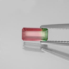 0.65캐럿 천연 워터멜론 투르말린, 에메랄드 컷, 7.3×3.6 mm, VS
