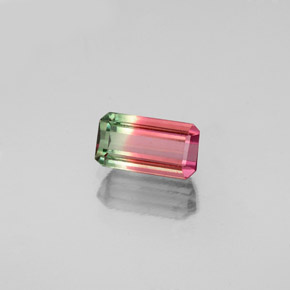 0.68캐럿 천연 워터멜론 투르말린, 에메랄드 컷, 6.8×3.7 mm, VS