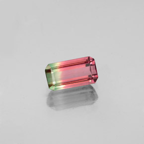 0.68캐럿 천연 워터멜론 투르말린, 에메랄드 컷, 6.8×3.7 mm, VS